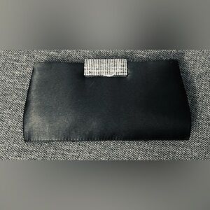 Vintage Elegant Black Clutch with Silver Accents